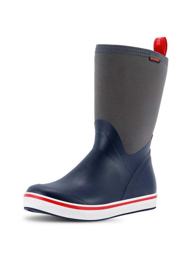 Showave Deck Boots for Men Rain Boots Mid Calf Insulated Rubber Boot for Men Waterproof Fishing Boot Outdoor Mud Booties for Sailing Gardening Working, Navy, 9 - Image 1