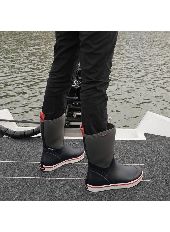 Showave Deck Boots for Men Rain Boots Mid Calf Insulated Rubber Boot for Men Waterproof Fishing Boot Outdoor Mud Booties for Sailing Gardening Working, Navy, 9 - Image 4