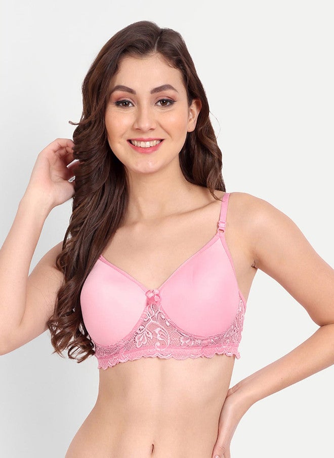 FIMS Pack of 2 Rapid-Dry Lace Lightly Padded Bra - Black and Pink - Image 4