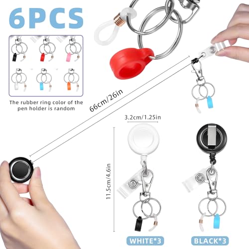 Cynailli 6 Pcs Pen Holders - Retractable Badge Reel, Pen Clip for Lanyard, Nurse ID Badge Holder, Office Hospital Accessories - Image 2
