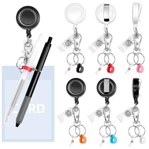 Cynailli 6 Pcs Pen Holders - Retractable Badge Reel, Pen Clip for Lanyard, Nurse ID Badge Holder, Office Hospital Accessories - Image 1