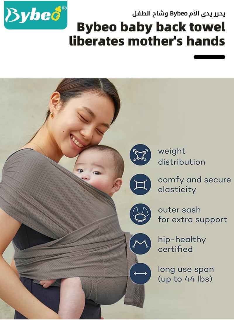 Bybeo Baby Wrap Carrier, Hands-Free Baby Carrier for Newborns With Storage Bag, Adjustable Infant Carrier Slings, Easy to Wear Baby Wrap Swaddle Holder, Baby Sling Wrap, Cozy, Lightweight, Breathable  - Image 3