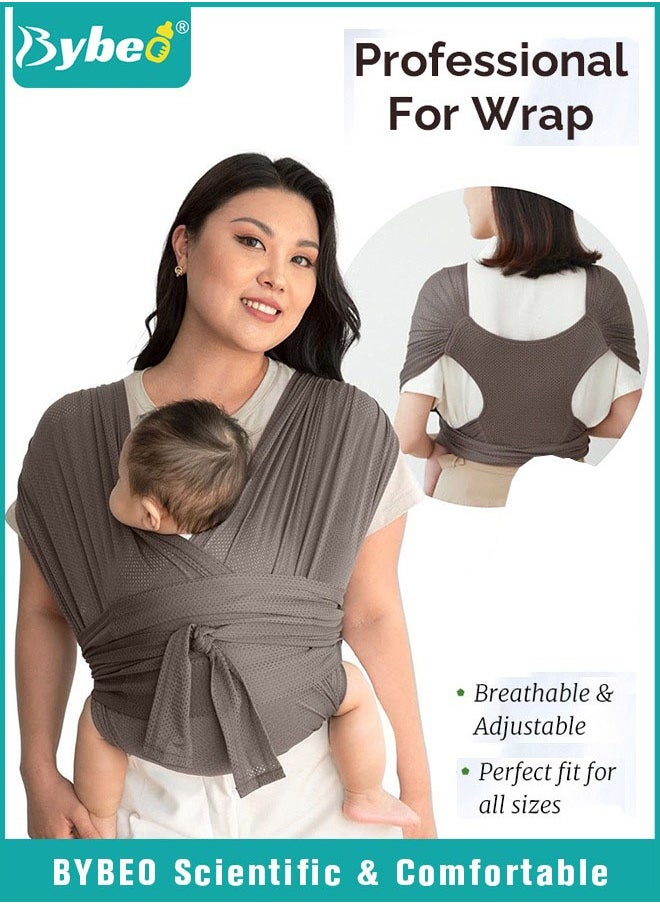 Bybeo Baby Wrap Carrier, Hands-Free Baby Carrier for Newborns With Storage Bag, Adjustable Infant Carrier Slings, Easy to Wear Baby Wrap Swaddle Holder, Baby Sling Wrap, Cozy, Lightweight, Breathable  - Image 1