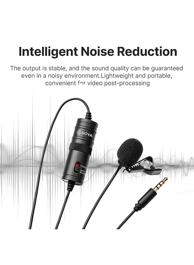 BOYA - BOYA BY-M1 Omni-directional Lavalier Microphone Lapel Clip-on Condenser Mic with 3.5mm Plug for DSLR Camera Camcorder Smartphone PC - Image 1