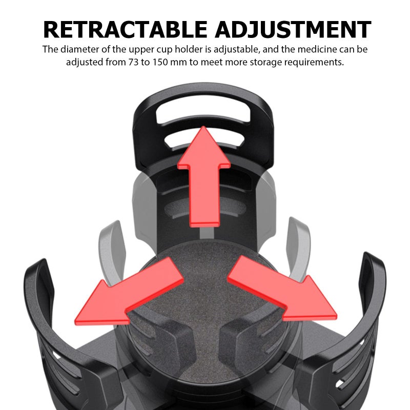 Retractable Rotating Car Cup Holder Expander Universal Black - Image 5