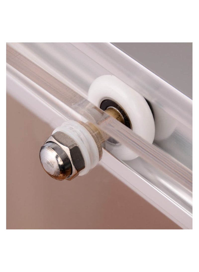 SYOSI 8PCS Bathroom Sliding Door Pulleys, Shower Door Wheels Set Quiet Glass Door Rollers Bathroom Door Glide Wheels Sliding Door Wheel Replacements Sliding Shower Door Components（White） (Large) - Image 2