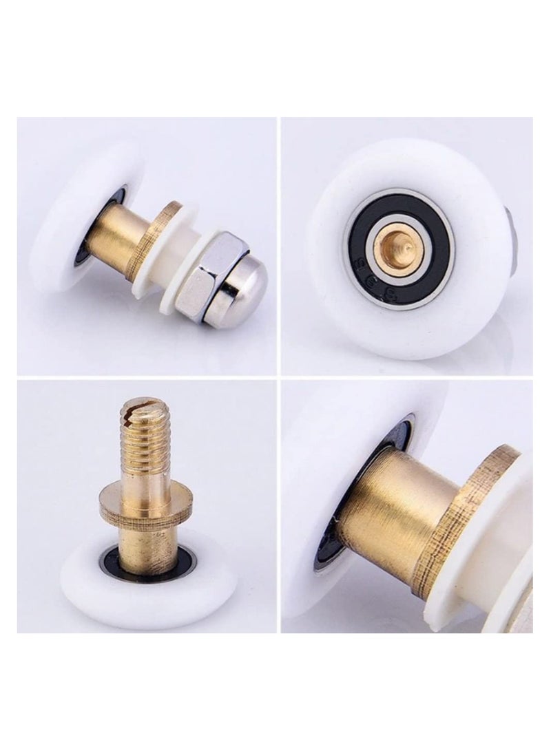 SYOSI 8PCS Bathroom Sliding Door Pulleys, Shower Door Wheels Set Quiet Glass Door Rollers Bathroom Door Glide Wheels Sliding Door Wheel Replacements Sliding Shower Door Components（White） (Large) - Image 3