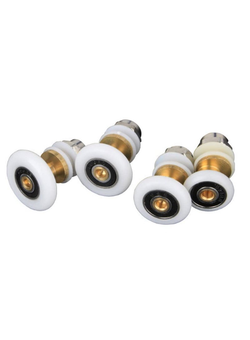SYOSI 8PCS Bathroom Sliding Door Pulleys, Shower Door Wheels Set Quiet Glass Door Rollers Bathroom Door Glide Wheels Sliding Door Wheel Replacements Sliding Shower Door Components（White） (Large) - Image 5