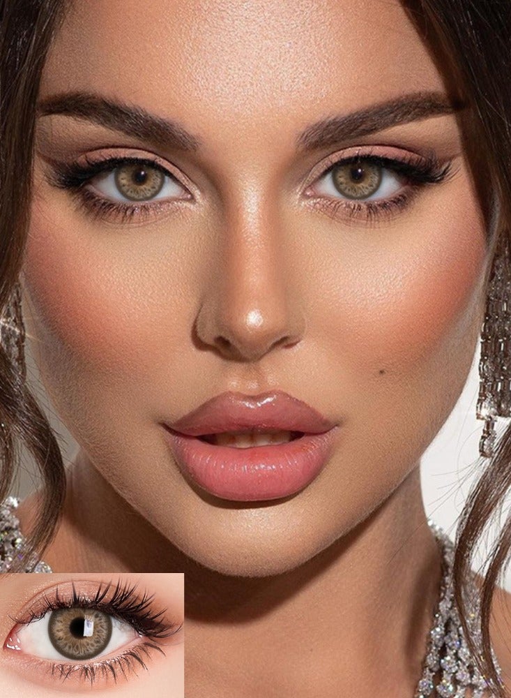 يواي عدسات لاصقة ملونة سنوية بنية اللون، عدسات لاصقة تجميلية للجنسين، عدسات طبيعية عصرية، عدسات لينة بنسبة 42٪ - Image 1