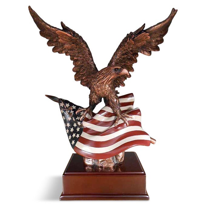 LARGE EAGLE WITH AMERICAN FLAG RESIN SCULPTURE 145 TALL