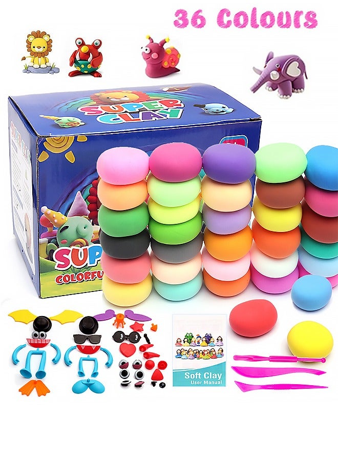 J&J 36 Colors DIY Playdough Fluffy Foam Clay Set for Kids Education Ultra-Light Modeling Clay Interactive Toys with Tools and Funny Accessories - Image 1