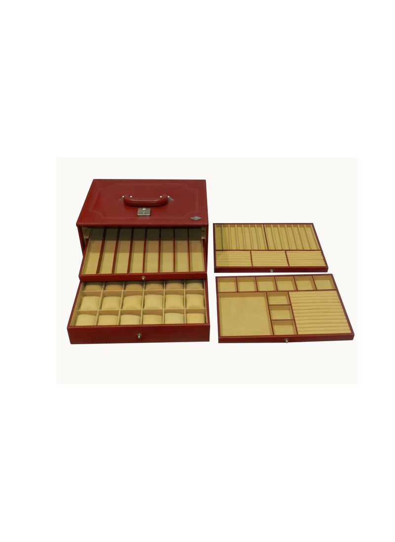 LAVERI LEATHER - Laveri Watch Box for Men Women (18 Watches , Pens , Rings Slots), Premium  Leather Watch Case  Organizer with Crystal Glass Top, Removable Pillow - Image 1