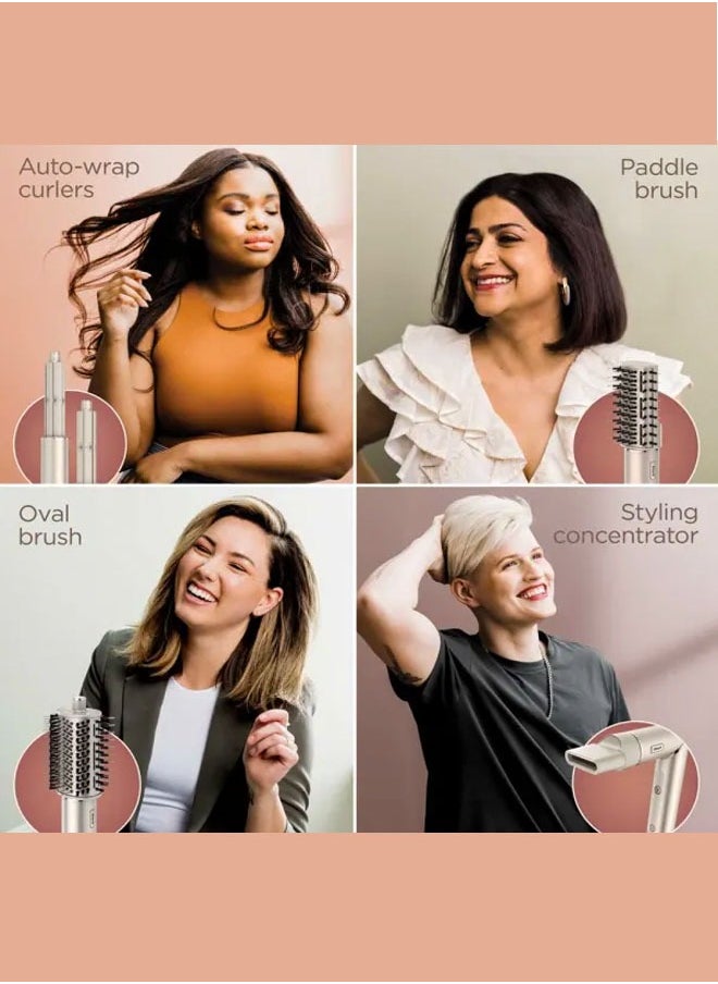 Tornado Keratiner Airwrap multi-styler Air Drying & Styling System with Ultimate 5-Piece Accessory Pack of Auto-Wrap Curlers, Oval Brush, Paddle Brush & Concentrator Attachments, White  - Image 2