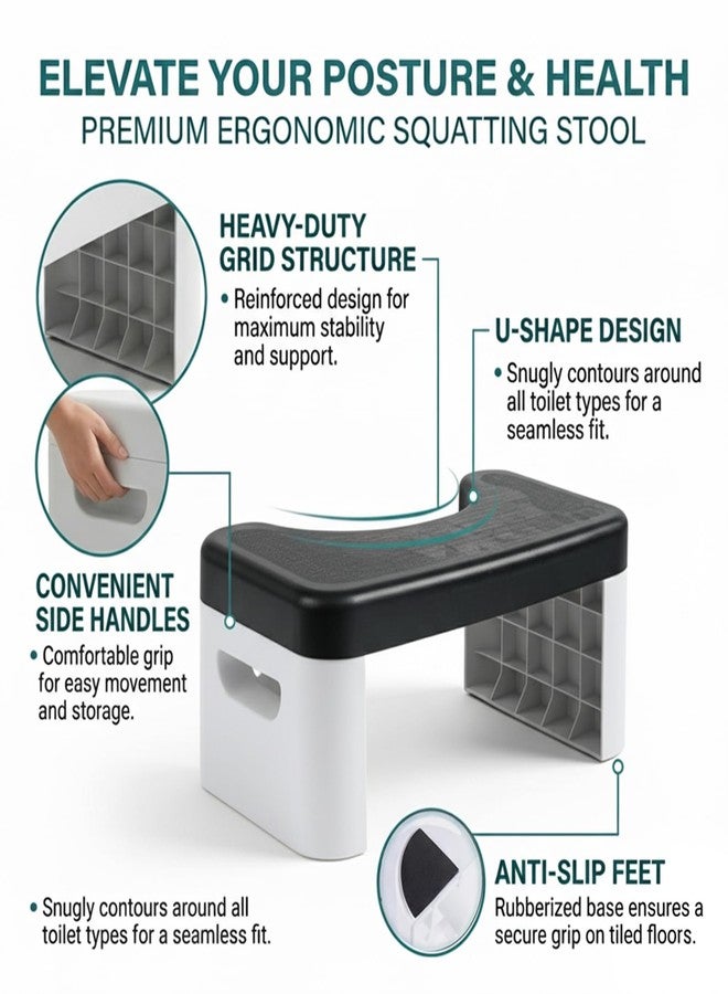 Ruheaou Toilet Stool for Bathroom,Non-Slip Potty Stool for Pooping,Toilet Step Stool for Adults/Seniors/Kids (Black) - Image 4