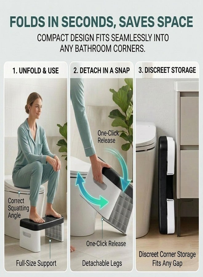Ruheaou Toilet Stool for Bathroom,Non-Slip Potty Stool for Pooping,Toilet Step Stool for Adults/Seniors/Kids (Black) - Image 5