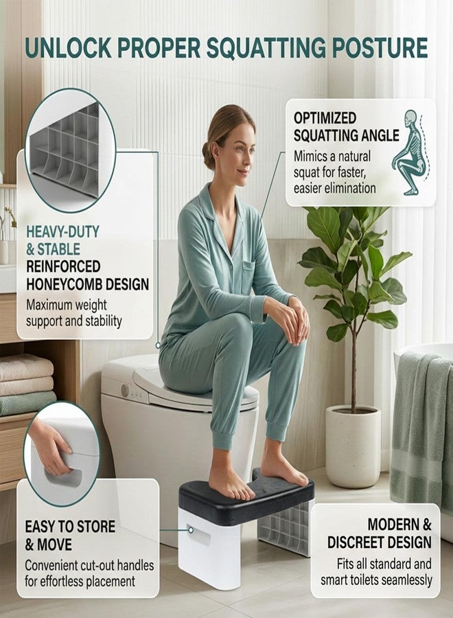 Ruheaou Toilet Stool for Bathroom,Non-Slip Potty Stool for Pooping,Toilet Step Stool for Adults/Seniors/Kids (Black) - Image 2
