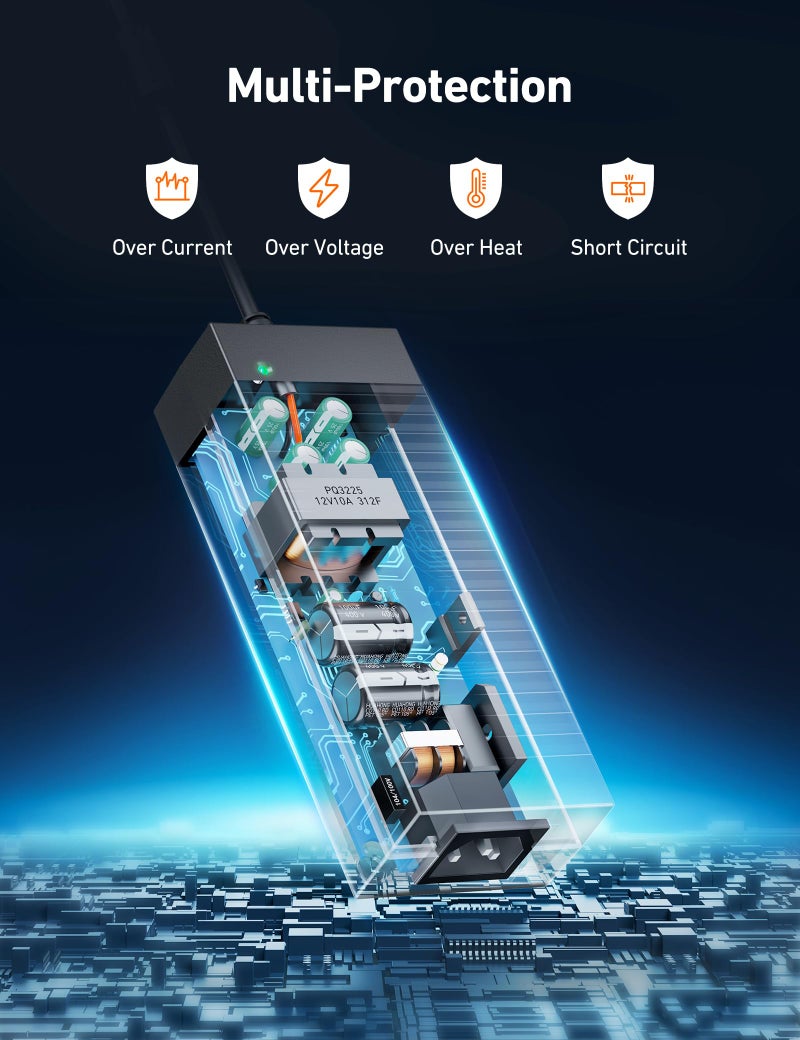 AstroAI AC to DC Converter 10A/120W/7.78FT/110V to12V Converter, Car Cigarette Lighter Adapter, AC/DC Power Supply Adapter Transformer for Inflator, Car Refrigerator, and Other Car Devices - Image 2