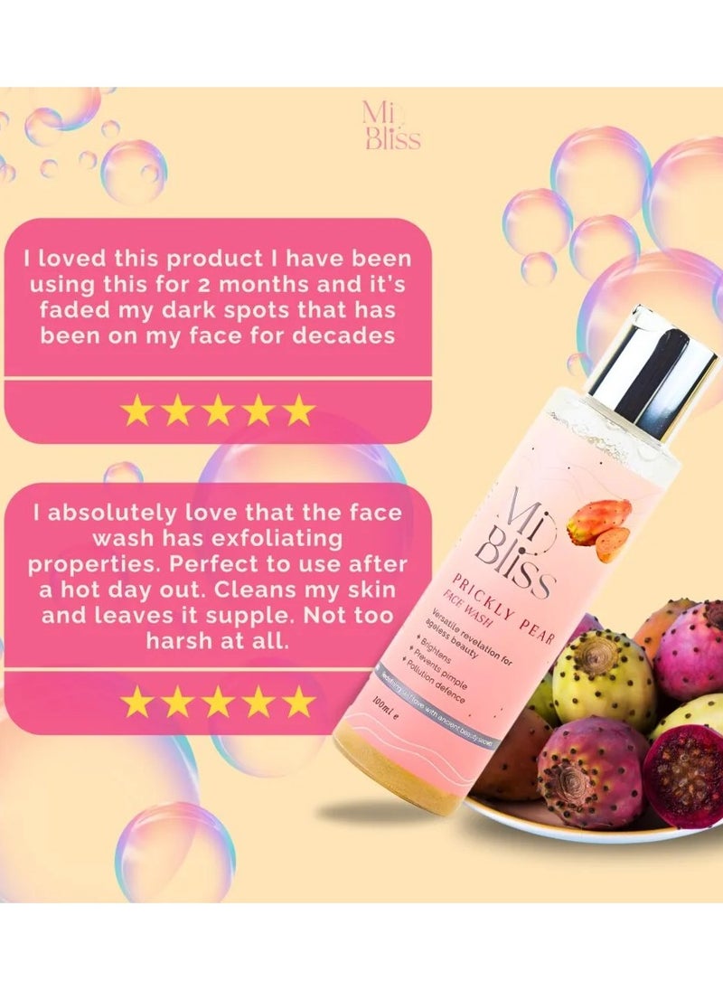 Mi Bliss - Mi Bliss Prickly Pear 2-in-1 Face Wash & Scrub | Natural Antioxidant with Vit E, Betalains, Amino & Fatty Acids | Deep Cleansing, Acne & Blemish Control, Exfoliating, Brightening, Anti-Aging – 100ml - Image 1