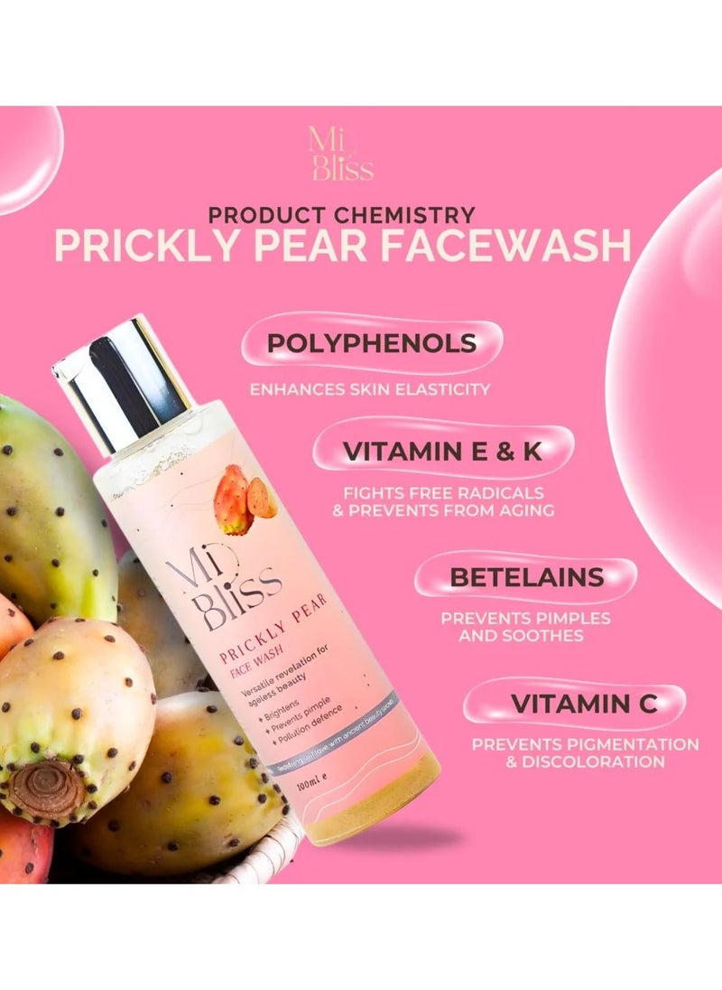 Mi Bliss - Mi Bliss Prickly Pear 2-in-1 Face Wash & Scrub | Natural Antioxidant with Vit E, Betalains, Amino & Fatty Acids | Deep Cleansing, Acne & Blemish Control, Exfoliating, Brightening, Anti-Aging – 100ml - Image 1