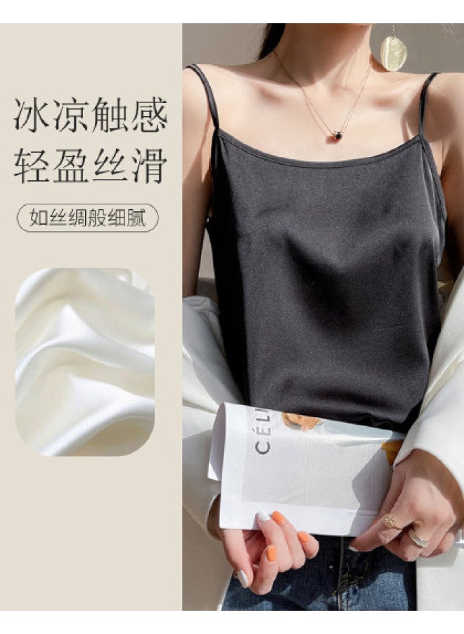 MIIOW Thin High-End Faux Silk Sleeveless Base Shirt, Beautiful Back Sling Vest For Women As Inner Wear - Image 1