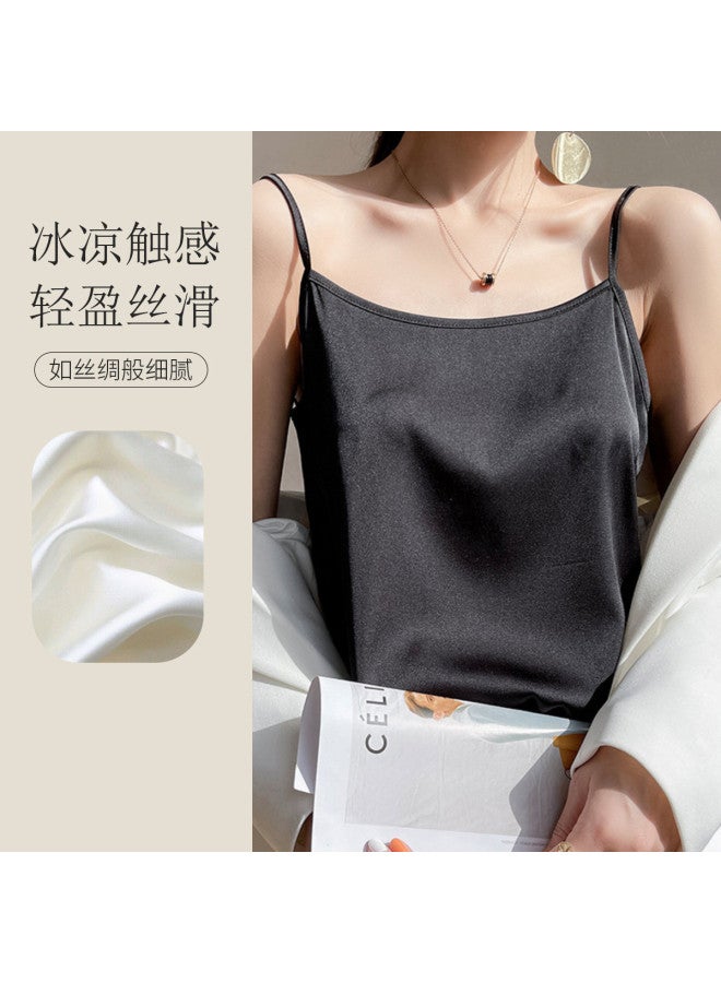 MIIOW Thin High-End Faux Silk Sleeveless Base Shirt, Beautiful Back Sling Vest For Women As Inner Wear - Image 5