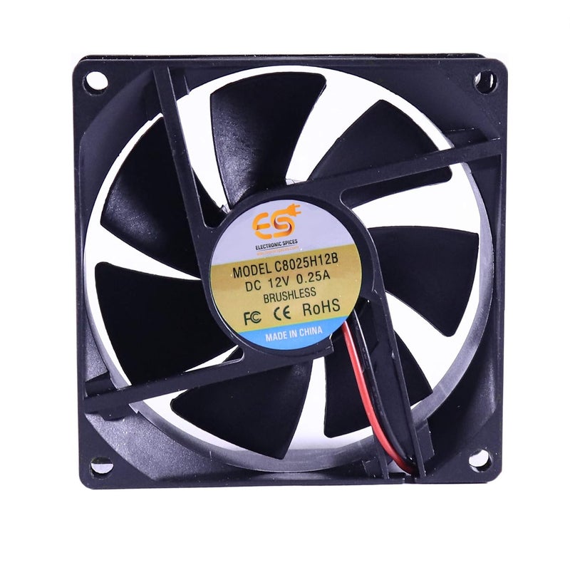 DC 12V 3'' INCH Cooling Fan for PC Case, CPU Cooler Radiator 80X80X15 (Black) (3 inch fan)