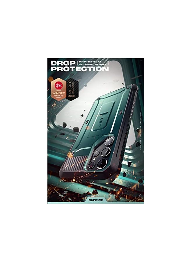 SupCase Unicorn Beetle Pro Series Case for Samsung Galaxy S22 Ultra 5G (2022 Release), Full-Body Dual Layer Rugged Belt-Clip & Kickstand Case Without Built-in Screen Protector (Peacock) - Image 3