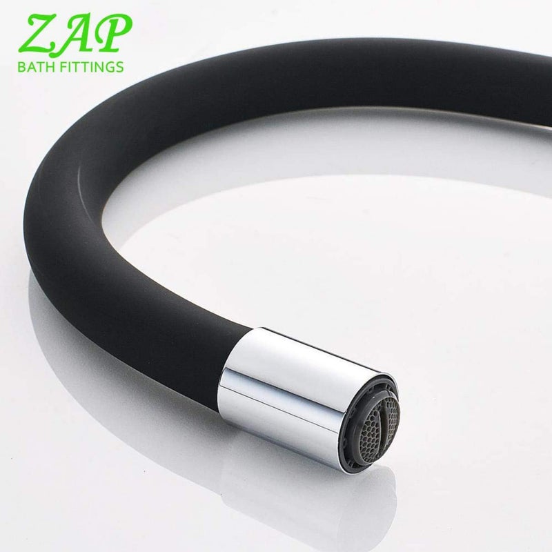 ZAP خلاط حوض نحاسي Elixir 3453 مع فوهة دوارة مرنة من السيليكون | صنبور مطبخ مثبت على الحائط | خلاط مياه ساخنة وباردة | صنبور خلاط حوض بتشطيب كروم للمطبخ المودولار - Image 2