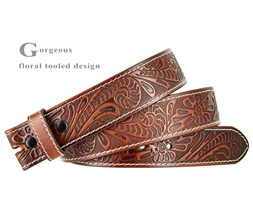 Belts.com Genuine Full Grain Western Floral Engraved Tooled Leather Belt Strap 1-1/2" Wide (Tan, 38) - Image 2