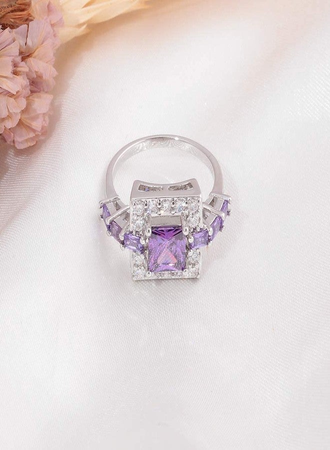 CiNily Promise Rings for Couples Women Princess Cut Square Shape Engagement Bands Purple Zircon Rings White Gold Plated Eternity Wedding Bands Jewerly Mothers Day Gifts Size 7 - Image 5