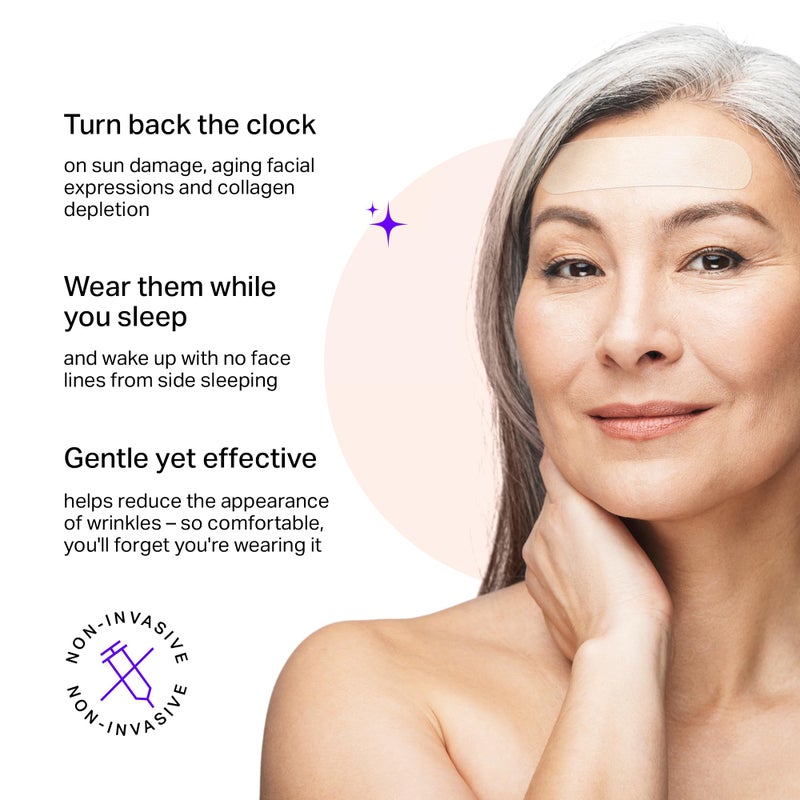 Blumbody Forehead Wrinkle Patches - Anti Wrinkle Facial Patches to Smooth Eyes & Forehead Wrinkles - Non-Silicone Face Tape for Fine Wrinkles between Eyes & Face - 50 Patches (Up to 60 day supply) - Image 3