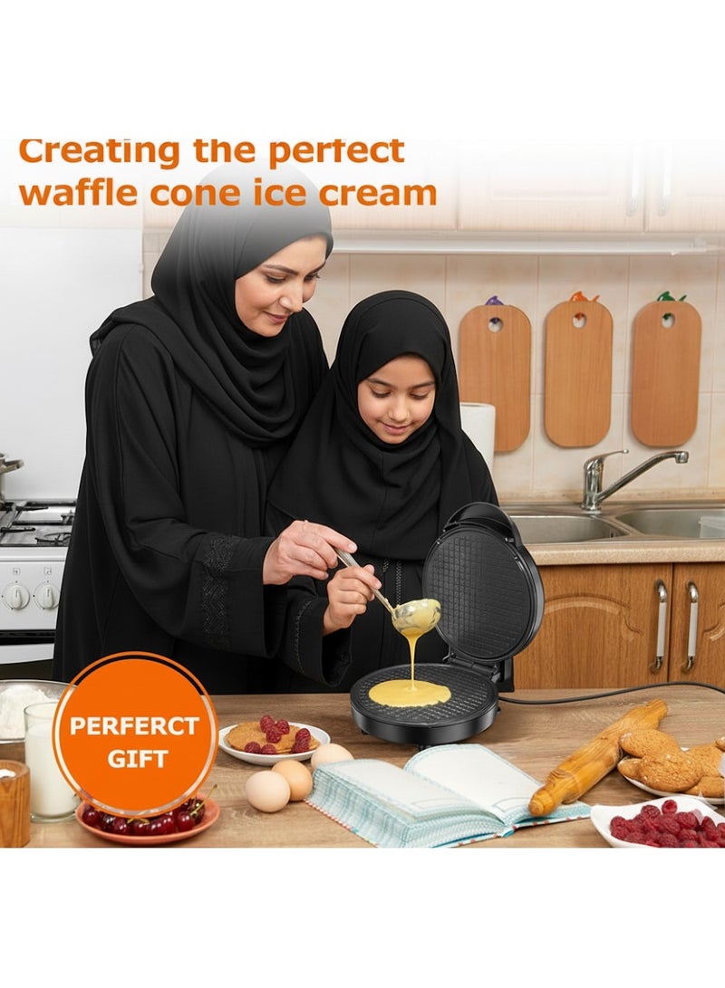 ميكسدور آلة صنع مخروط الوافل مع التحكم في التحمير، وعاء وافل غير لاصق، آلة صنع مخروط الآيس كريم 20 سم، آلة صنع وافل رفيع مقرمش، جرافيت - Image 2