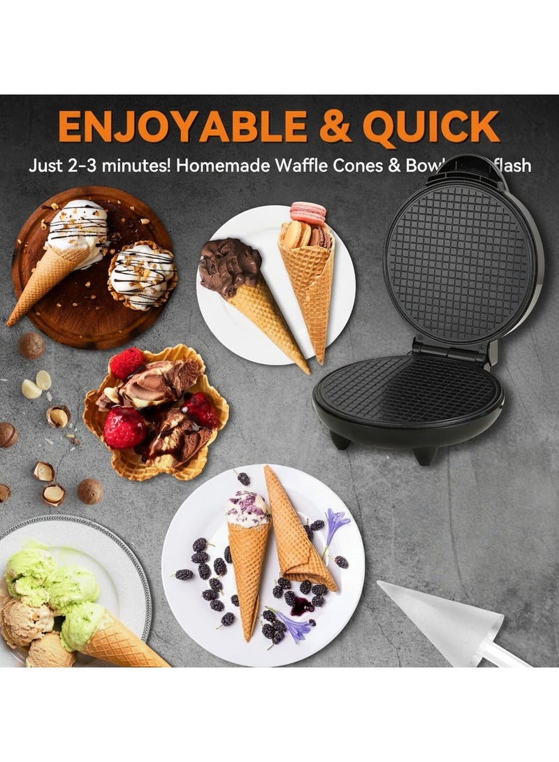 ميكسدور آلة صنع مخروط الوافل مع التحكم في التحمير، وعاء وافل غير لاصق، آلة صنع مخروط الآيس كريم 20 سم، آلة صنع وافل رفيع مقرمش، جرافيت - Image 3