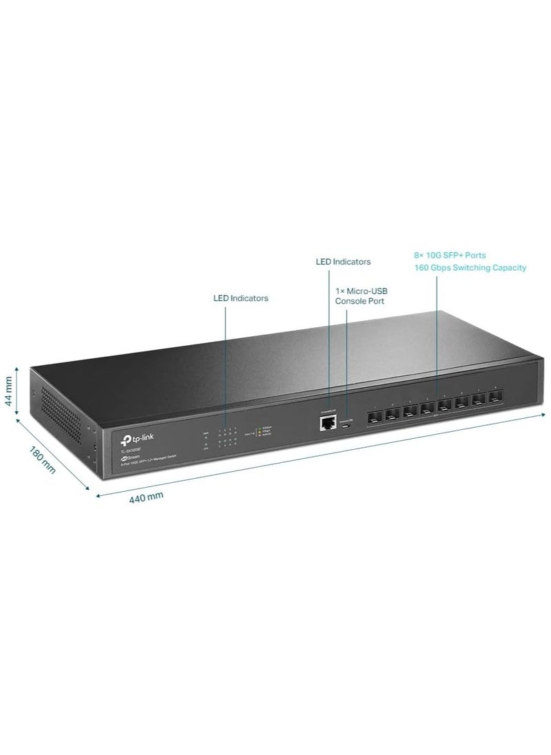 Tp-link Tl - TP-Link TL-SX3008F | 8 Port 10G SFP+ Enterprise Level Switch  L2+ Smart Managed | Omada SDN Integrated | IPv6 | Static Routing | L2/L3/L4 QoS, IGMP & LAG | Limited Lifetime Protection - Image 1