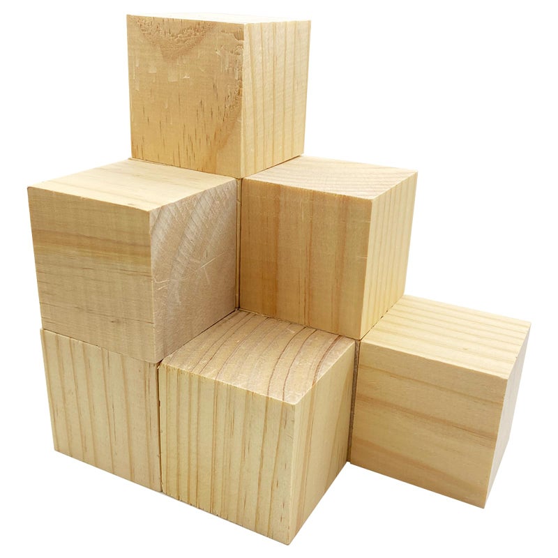 MUXGOA Wood Blocks for Crafts2 Inch Unfinished Wooden Cubes Natural Wood Blocks for Crafts Making DIY Projects DecorPack of 9