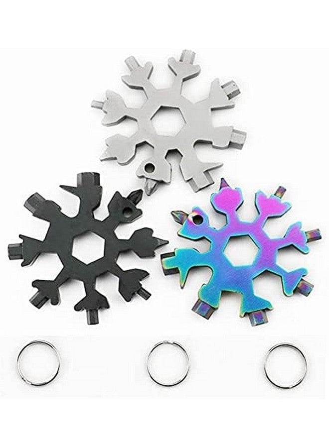 CROOT 3 Pack 18-in-1 Snowflake Multi Tool, Stainless Steel Snowflake Multi-Tool Bottle Opener/Flat Phillips Screwdriver Kit/Wrench, 18 in 1 Stainless Multitool (Standard, Stainless) - Image 1