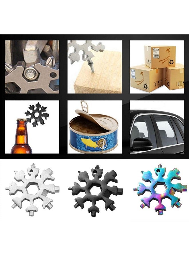 CROOT 3 Pack 18-in-1 Snowflake Multi Tool, Stainless Steel Snowflake Multi-Tool Bottle Opener/Flat Phillips Screwdriver Kit/Wrench, 18 in 1 Stainless Multitool (Standard, Stainless) - Image 2