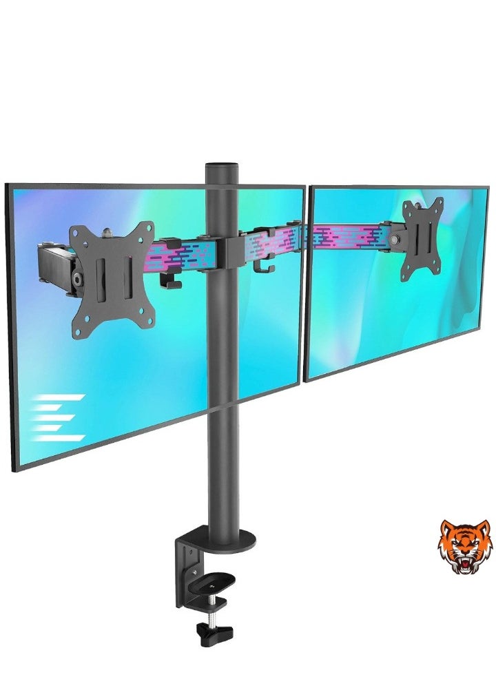 TIGER Dual Monitor Stand – Fully Adjustable Monitor Arm Desk Mount, Heavy Duty, Fits 2 LCD Screens up to 27 Inch, Dynamic Water Drop Design  - Image 1