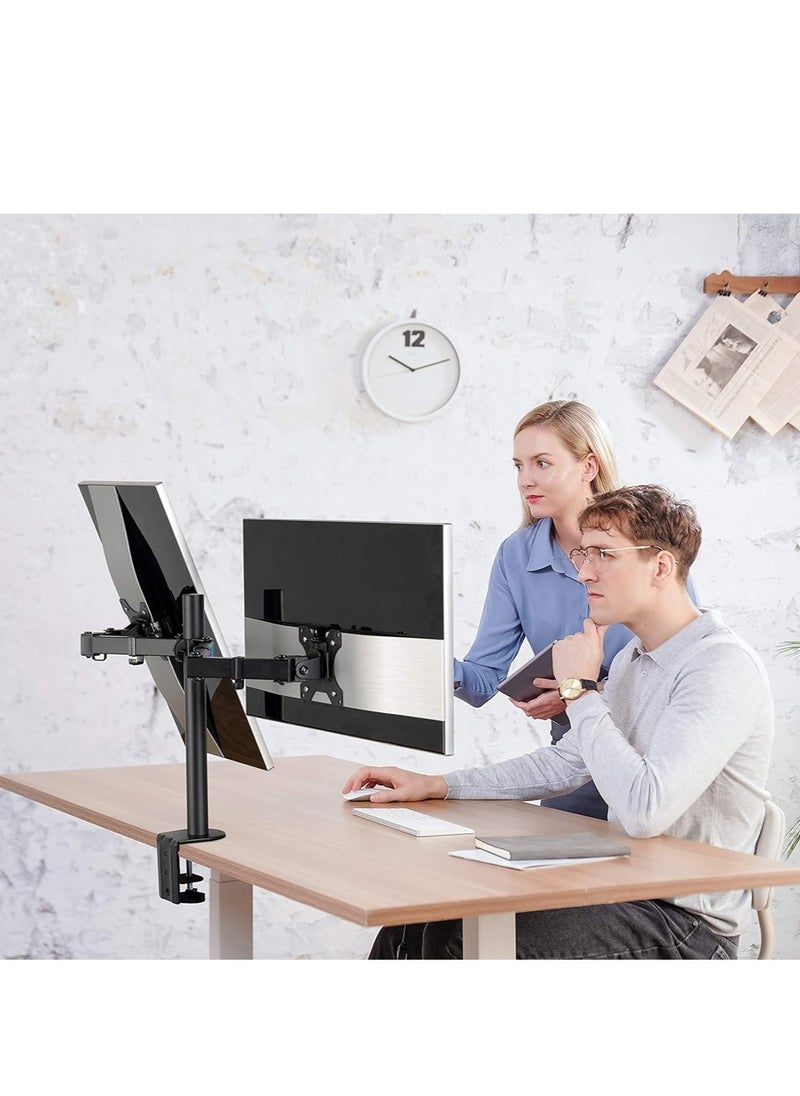 TIGER Dual Monitor Stand – Fully Adjustable Monitor Arm Desk Mount, Heavy Duty, Fits 2 LCD Screens up to 27 Inch, Dynamic Water Drop Design  - Image 3