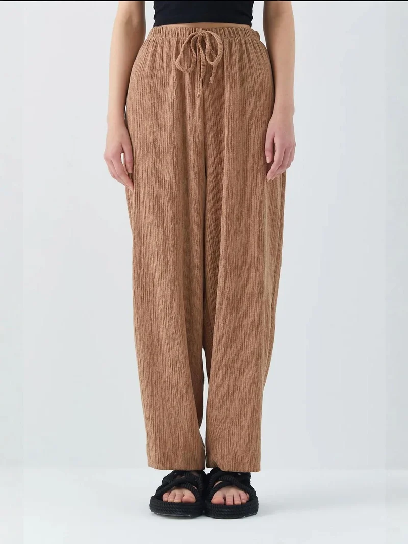 Mixray Beige Natural Mixray Jogger Fit Drawstring Pants for Women | Best Price UAE