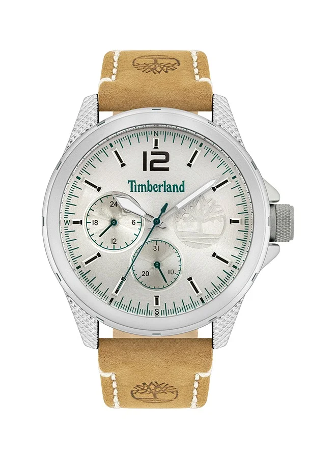 Tauntont White Dial Brown Leather Strap Chronograph Watch for Men 44mm