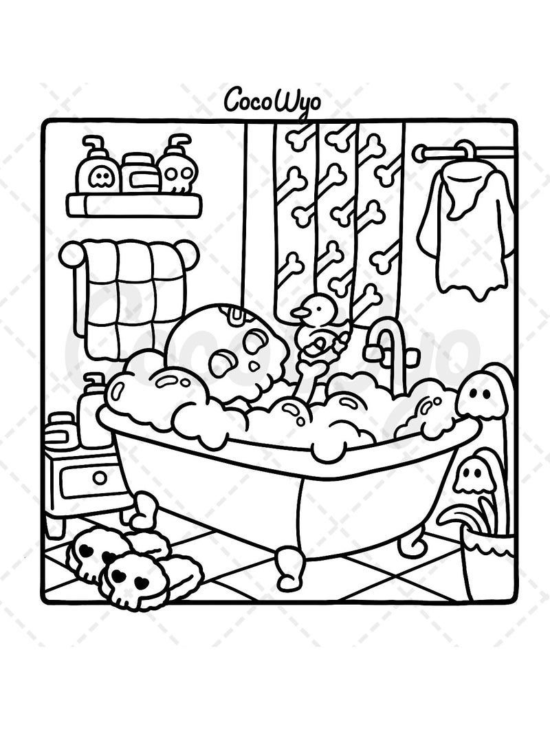 general Spooky Cutie: Coloring Book for Adults and Teens Featuring Adorable Creepy Creatures in Cozy Hygge Moments for Relaxation - Image 3