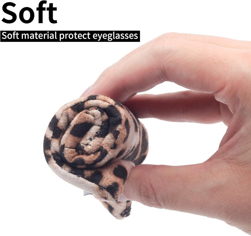 Face Shadow Double Glasses Case Soft Eyeglass Case For Women Men Squeeze Top Sunglasses Case With Cleaning Cloth - Image 5