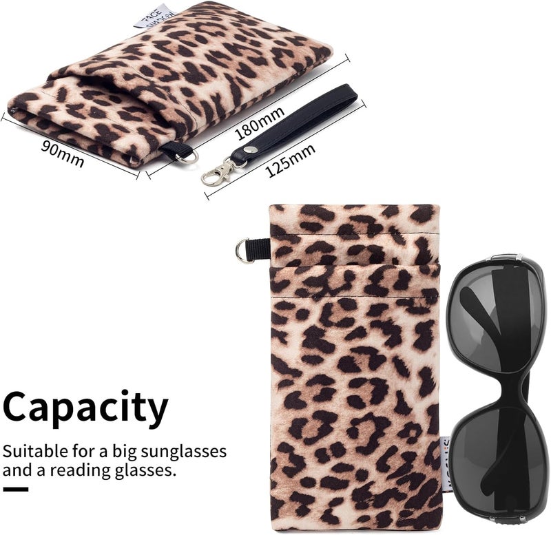Face Shadow Double Glasses Case Soft Eyeglass Case For Women Men Squeeze Top Sunglasses Case With Cleaning Cloth - Image 4