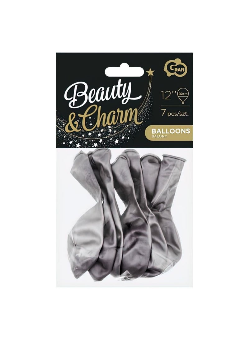 GODAN Chrome Graphite Platinum Latex Balloons 30 cm 7-Pack - Image 3