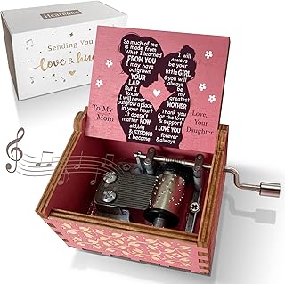Hcaredee Music Box Gifts for Mom from Daughter,I Love You Mom Gifts You are My Sunshine Hand Crank Wooden Musical Boxes - Image 1