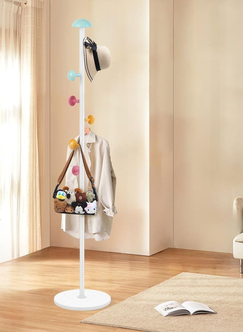 XICEN Mushroom Coat Rack, Metal Coat Tree Stand with 7 Hooks and 2 Height, Coat Rack Freestanding, Easy to Assemble Coat Tree Stand Clothes Hanger for Entryway, Hallway, Bedroom - Image 1