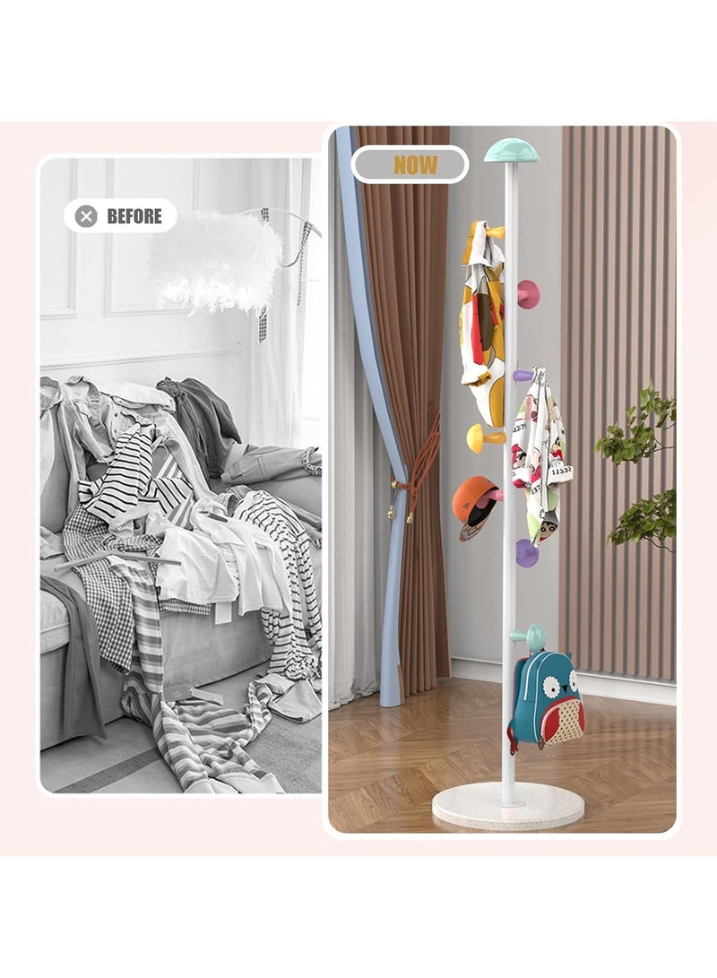 XICEN Mushroom Coat Rack, Metal Coat Tree Stand with 7 Hooks and 2 Height, Coat Rack Freestanding, Easy to Assemble Coat Tree Stand Clothes Hanger for Entryway, Hallway, Bedroom - Image 3
