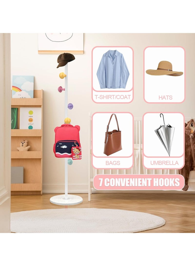 XICEN Mushroom Coat Rack, Metal Coat Tree Stand with 7 Hooks and 2 Height, Coat Rack Freestanding, Easy to Assemble Coat Tree Stand Clothes Hanger for Entryway, Hallway, Bedroom - Image 5