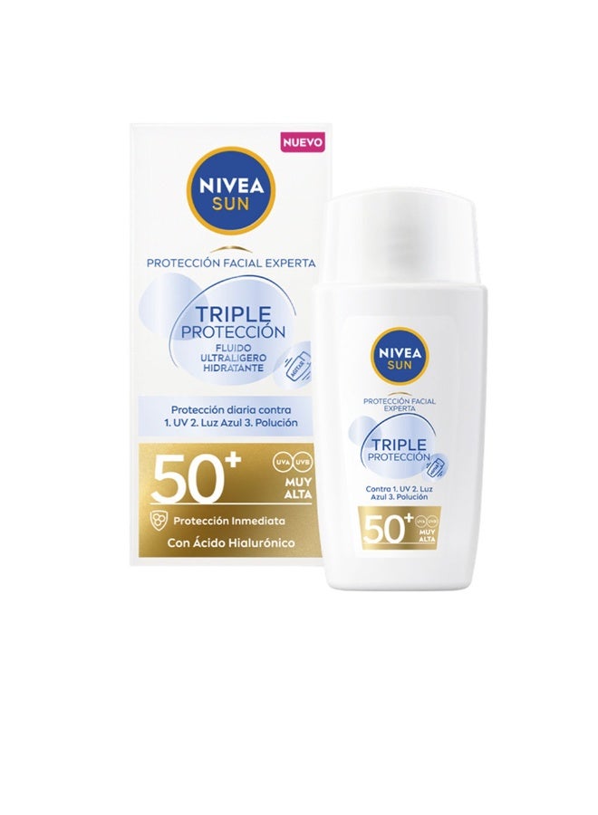 نيفيا صن تريبل بروتكشن الترا لايت للوجه سائل حماية من الشمس SPF50 40 مل - Image 1